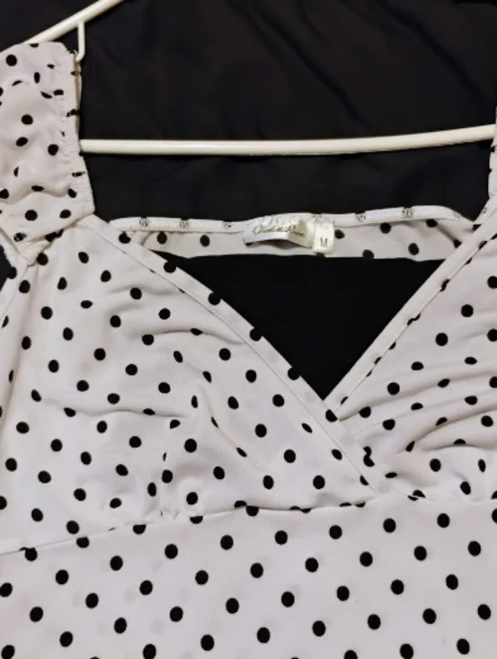 Charlotte Russe Polka Dot One-Shoulder Bow Strap Blouse - M - Picture 4 of 5